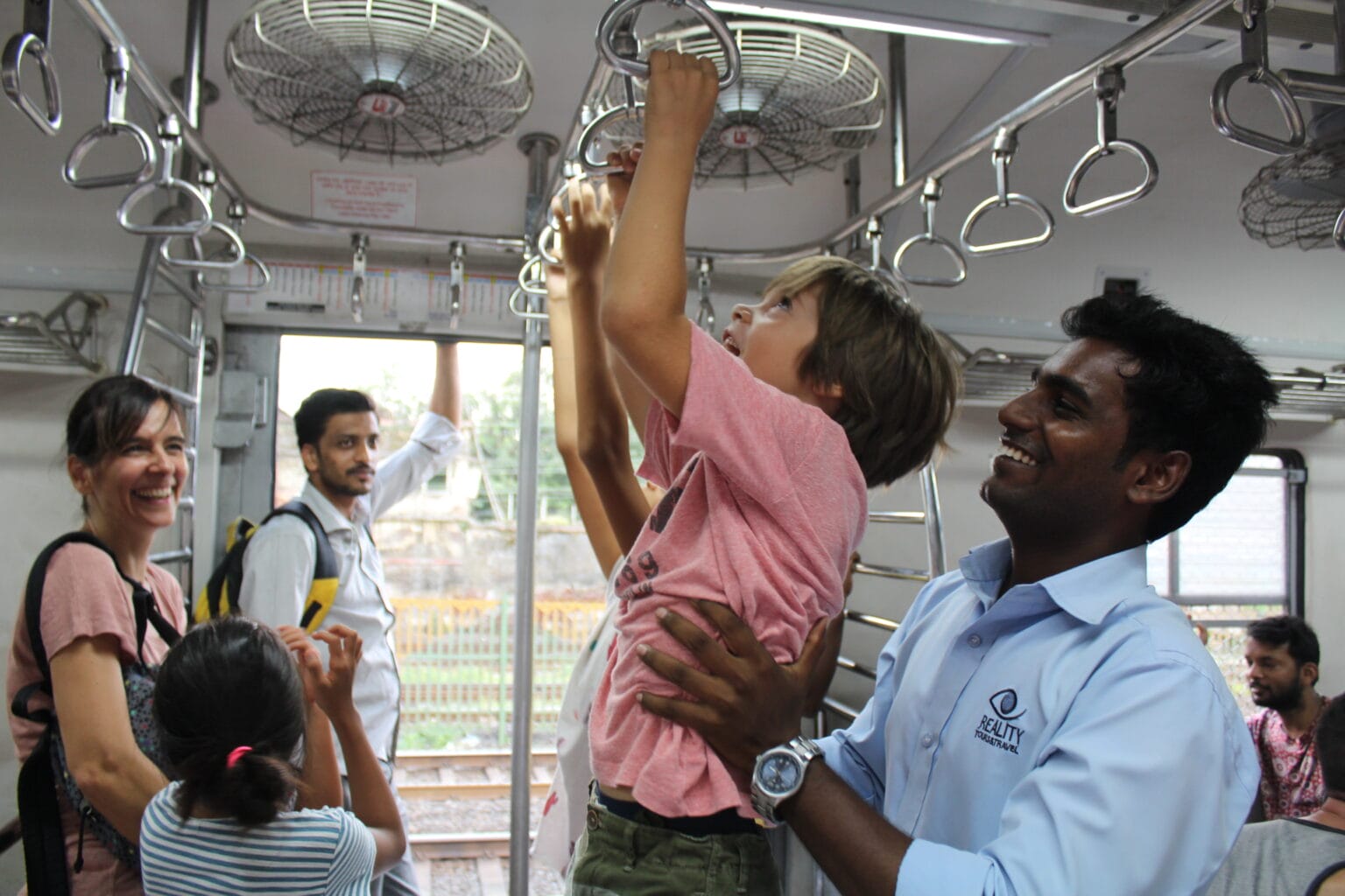 tourists experiencing travelling in local train