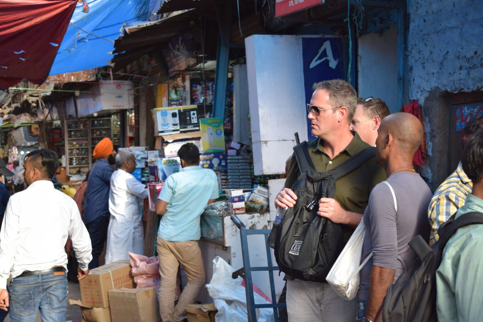 tourists in delhi market