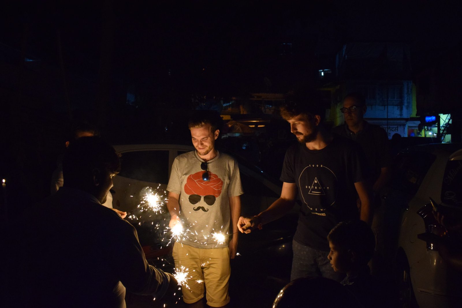 Tourists celebrating Diwali during out dharavi diwali Tour