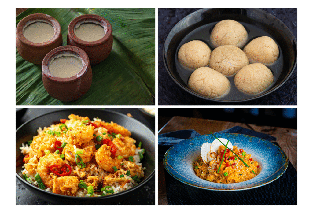 Indian cuisine from the West - rasgukka, misthi dohi and fish rice