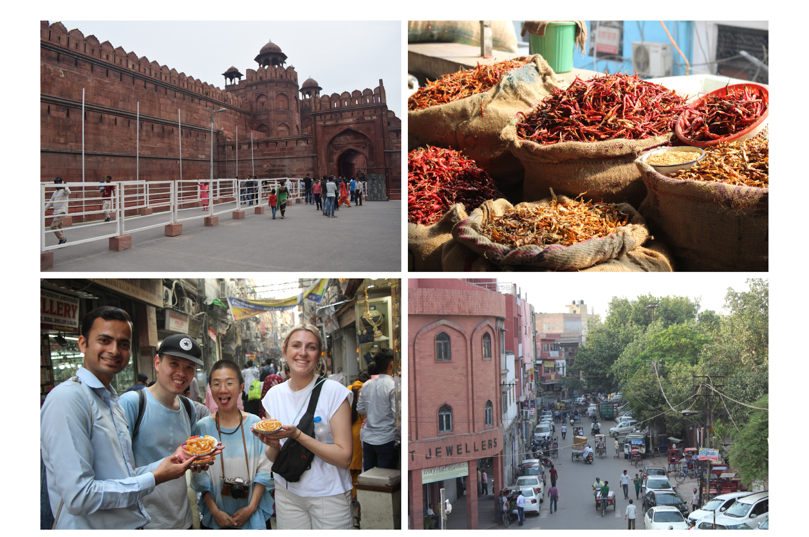 Old Delhi tour picture that includes Red Fort, people on Old Delhi street food tour and others uploaded on our blog one day Delhi itinerary.