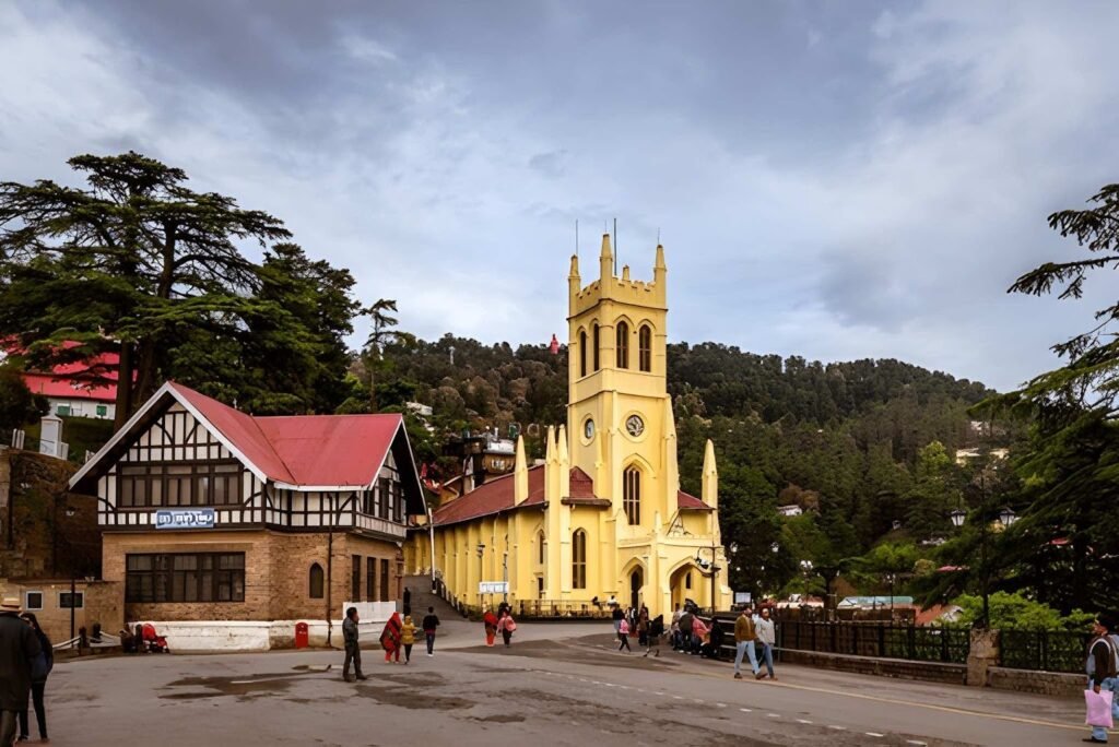 The image features Christ Church, a historical and iconic landmark located on The Ridge in Shimla Himachal Pradesh, India